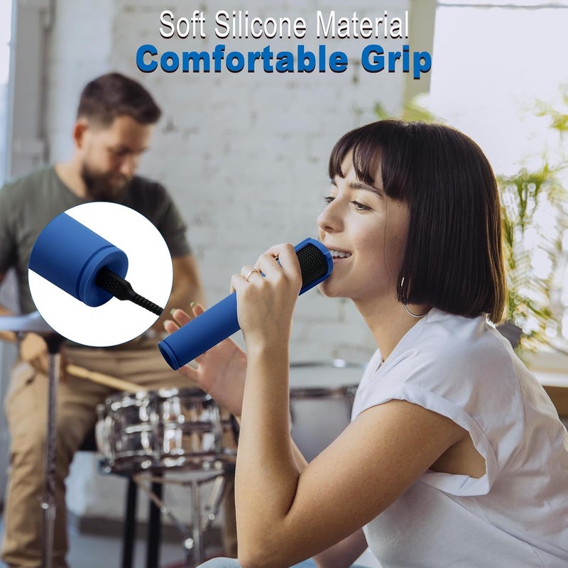 TXesign Silicone Case for JBL PartyBox Wireless Microphone Rechargeable Battery-2 Pack, Anti-Rolling Protective Case with Base Rod Mic Sleeves Microphone Stand for Disco Stage Party TV Show (Blue) - Image 5